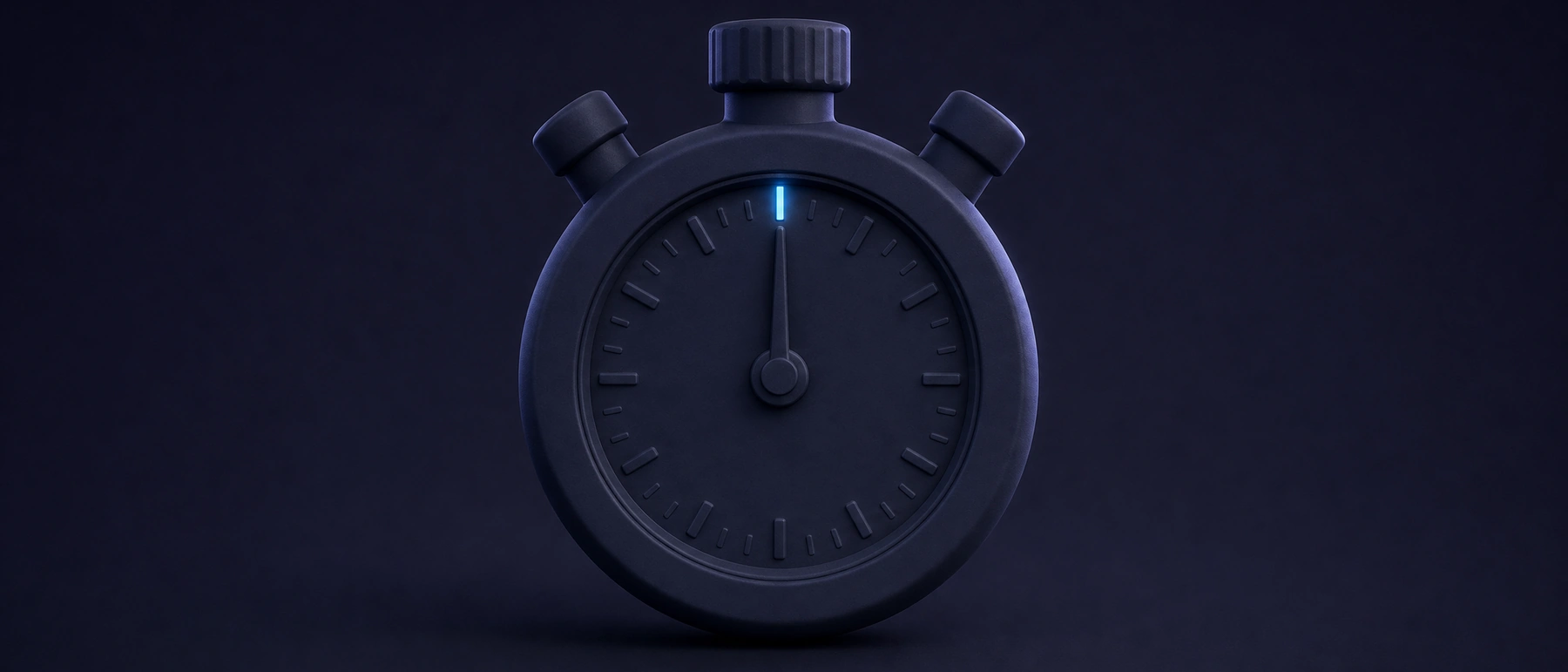 A dark navy stopwatch with a single glowing light blue tick at the top, for planning GCSE maths revision